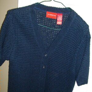 Liz Claiborne short sleeved navy sweater
